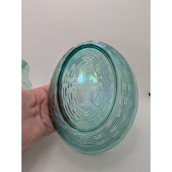 1997 Fenton 7" Misty/ Electric Blue Iridescent Rooster/Hen on Nest Covered Dish - Picture 5 of 8